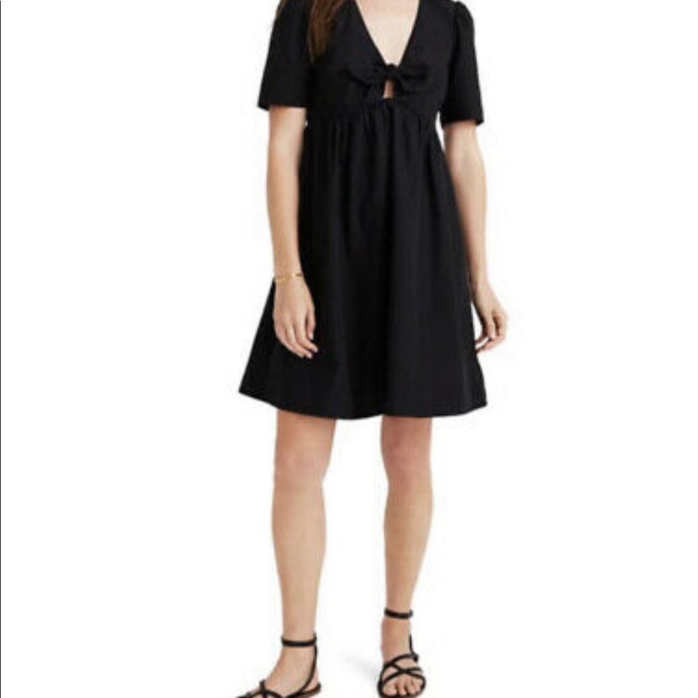 Madewell Tie-Front Mini Dress Cotton Poplin